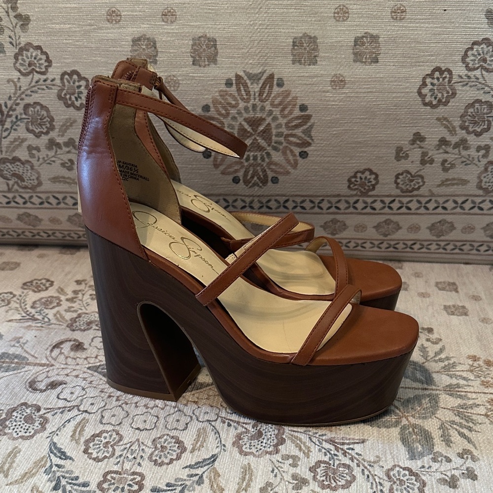 Jessica Simpson Tan Platform Strappy Heels